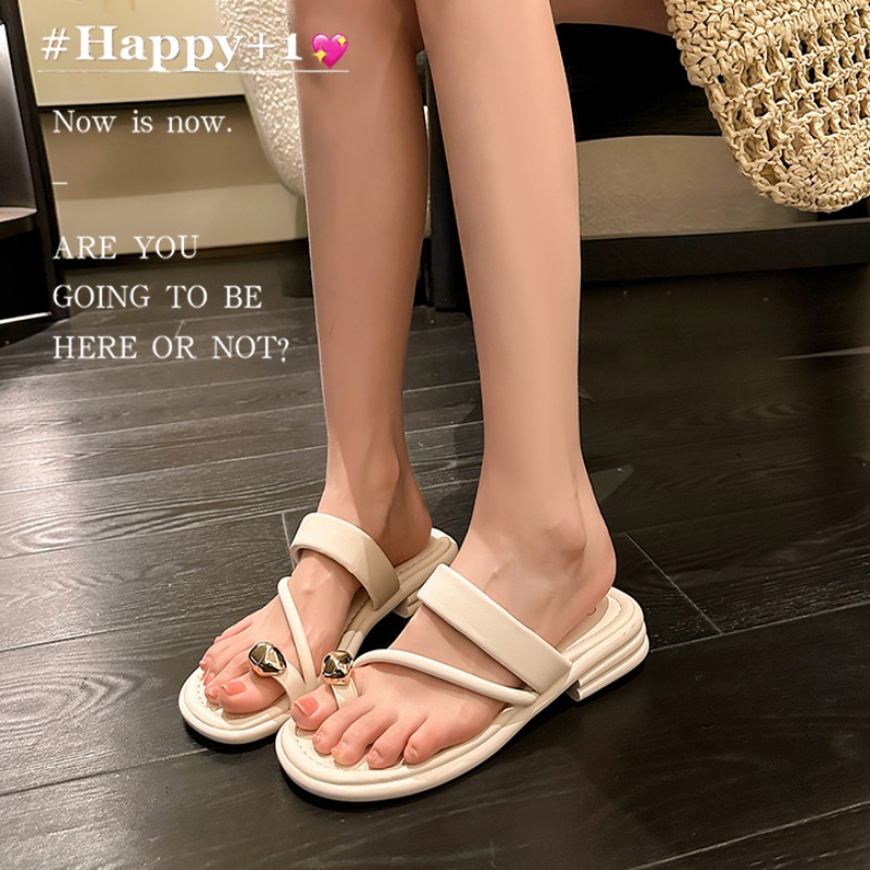 2025-new-crape-myrtle-puff-gold-bead-chunky-sole-toe-thong-sandals-for-women-summer-outdoor_1
