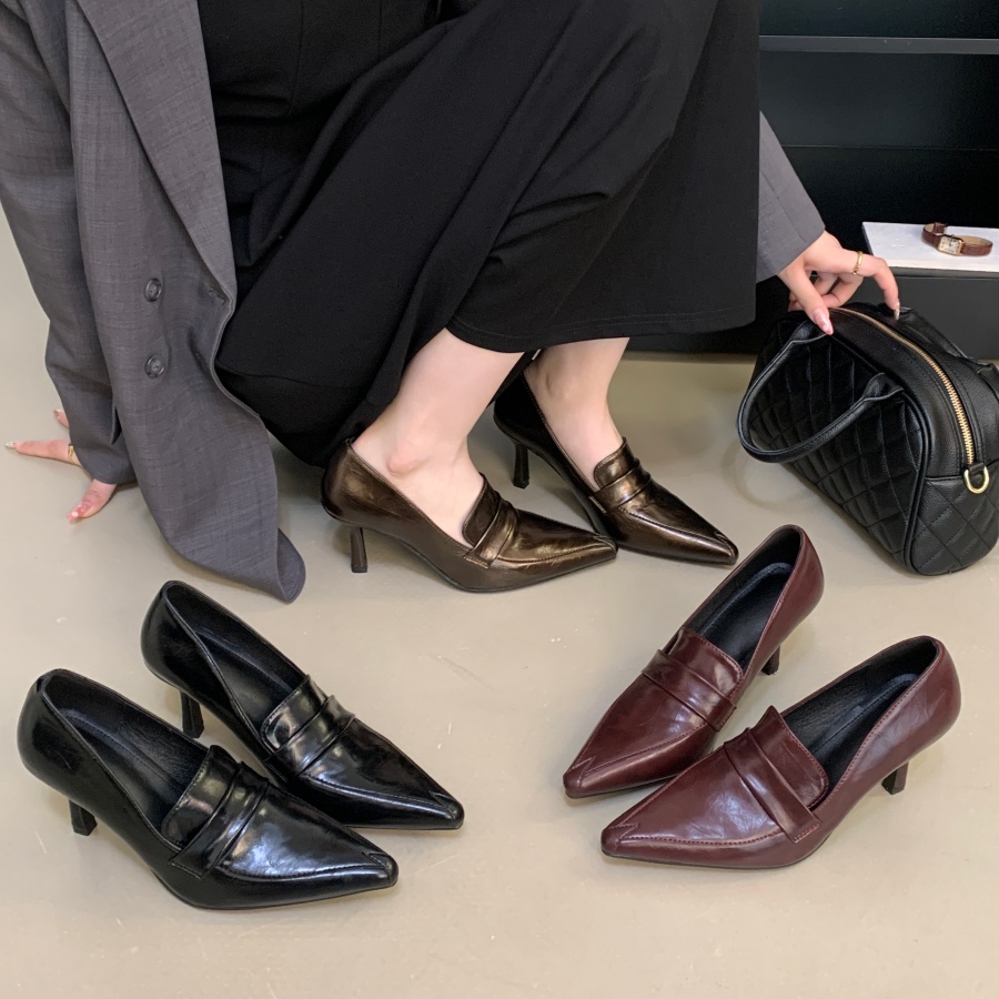 2026 Spring New British Style Pointed Toe Mary Jane Shoes Women's Thin Heel Low Top Single Shoes Commute Versatile Elegant High Heels