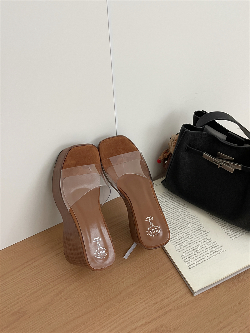 2026 Women's Transparent Strap Platform Slippers with Wedge Heel, Chunky Sole, Slip-On High Heels - Image 3