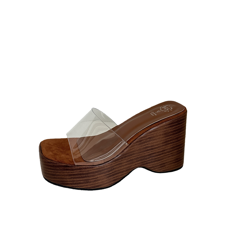 2026 Women's Transparent Strap Platform Slippers with Wedge Heel, Chunky Sole, Slip-On High Heels - Image 5