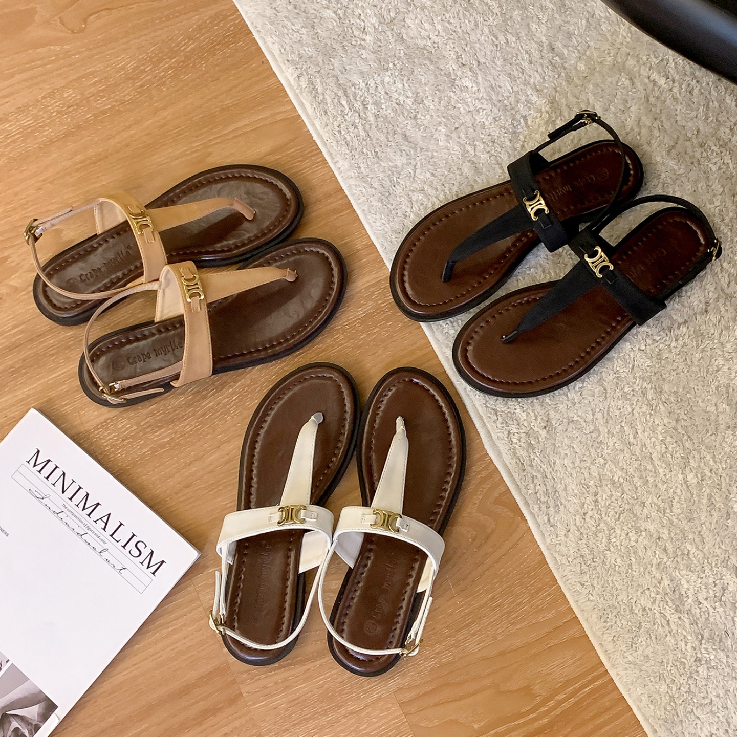 Crape Myrtle Women's Retro T-Strap Flip Flop Sandals with Metal Buckle, Vacation Style, Summer 2025
