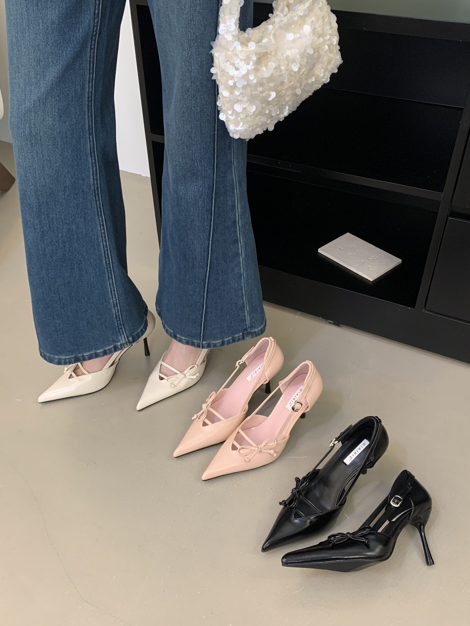 Elegant Pointed Toe Stiletto Heels for Women Spring Summer Hollow Bow Comfortable Fashion Shoes