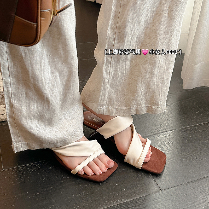Elegant Square Toe Strappy Open Toe Wedge Sandals for Women 2025 Summer - Image 4