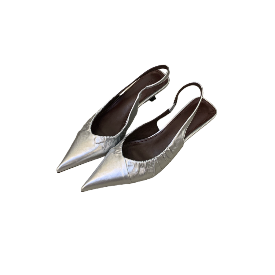 French Style Pointed Toe Pleated Strap Sandals for Women 2026 Spring Summer New One-Step Back Strap Commuter High Heels - Image 5