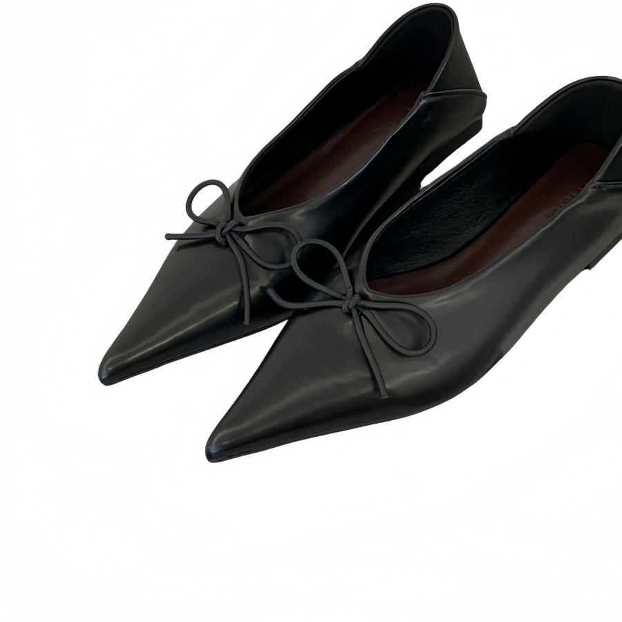 Genuine Leather Butterfly Bow Low Heel Shoes for Women 2026 Early Spring French Elegant Pointed Toe Shallow Mouth Chunky Heel - Image 5
