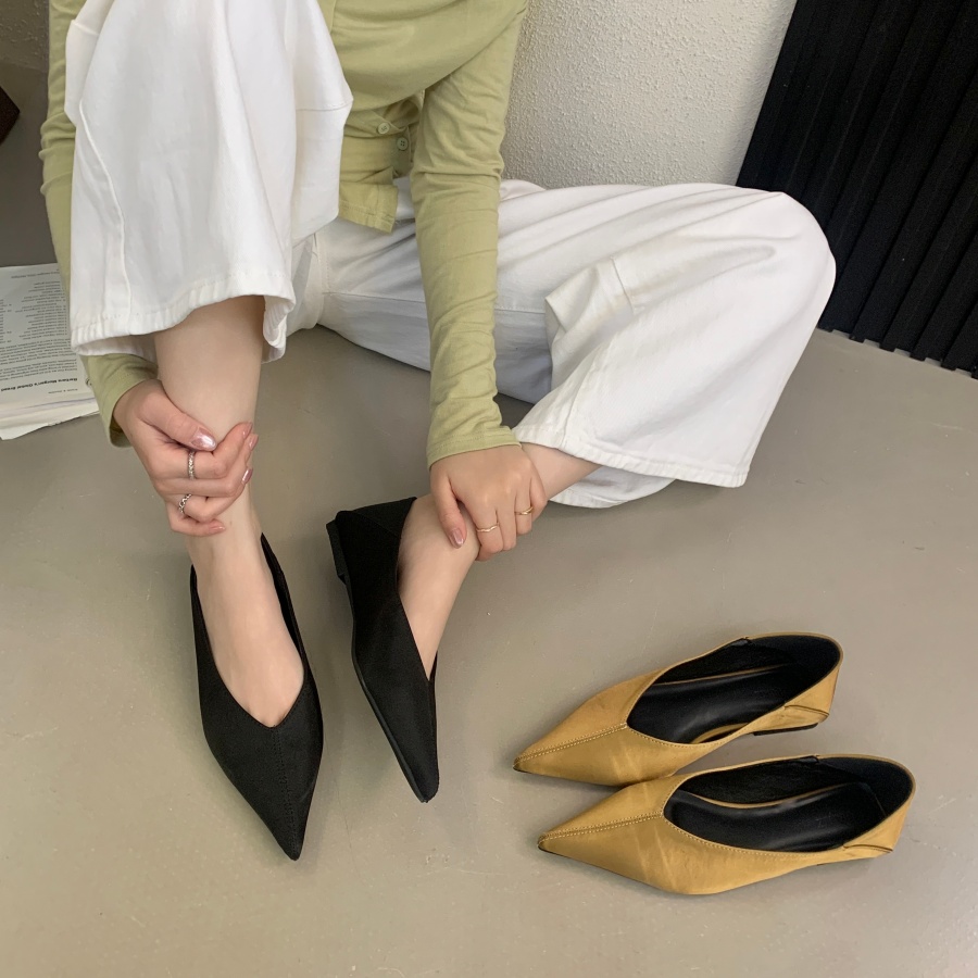 Korean Style Pointed Toe Flat Low Top Women's Shoes 2026 Spring Silk Soft Sole Comfortable Fashion High Heels - Image 5