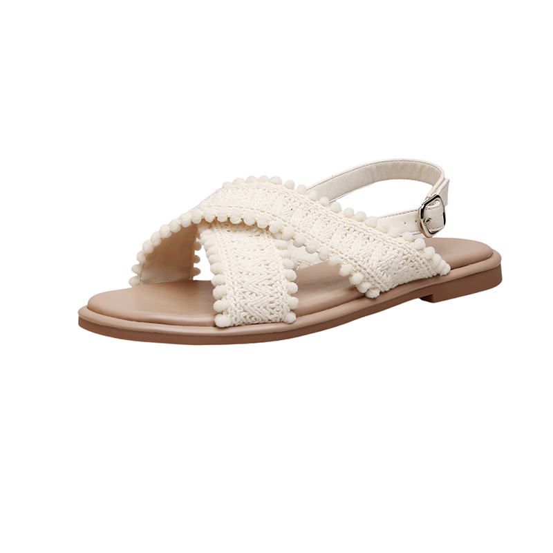 Trendy Two Versions Vacation Style Cross Woven Open Toe Slippers Sandals Women Summer Shoes - Image 5